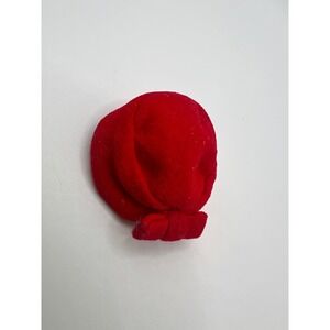 1962‎ Vintage Barbie Luxurious Red Velour Pillbox Hat W Bow Original Red Flare